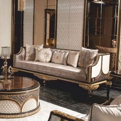 Casa Padrino canapé baroque de luxe gris / blanc / marron / or 245 cm - Magnifique canapé de salon baroque - Mobilier de salon baroque Casa Padrino canapé baroque de luxe gris / blanc / marron / or 245 cm - Magnifique canapé de salon baroque - Mobilier de salon baroque