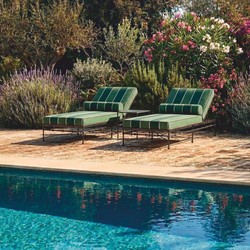 Casa Padrino Luxury Garden Lounger Black / Green / Dark Green 190 cm - Hotel Furniture - Garden Furniture - Patio Furniture - Pool Furniture
