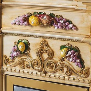 Casa Padrino Luxus Barock LED Keramik Elektrokamin Beige / Bunt / Gold 135 cm - Barock Möbel - Made in Italy