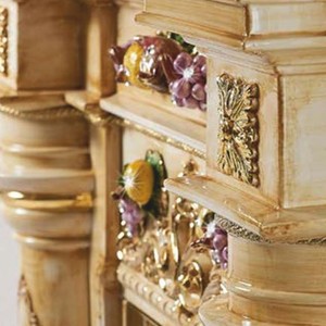 Casa Padrino Luxus Barock LED Keramik Elektrokamin Beige / Bunt / Gold 135 cm - Barock Möbel - Made in Italy
