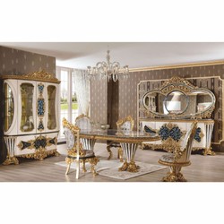 Casa Padrino vetrina barocco di lusso bianco / blu / oro 180 x A. 245 cm - Magnifica vetrina in legno massello - Mobili barocco
