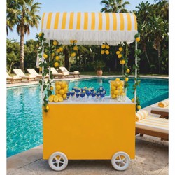 Casa Padrino Luxury Hotel Bar Cart with Sun Canopy Yellow / White H. 220 cm - Hotel Accessories - Luxury Accessories VPP