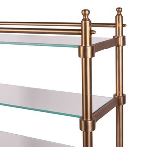 Casa Padrino Luxus Metall Regalschrank mit Glasregalen Gold H. 130 cm -  Metall Möbel