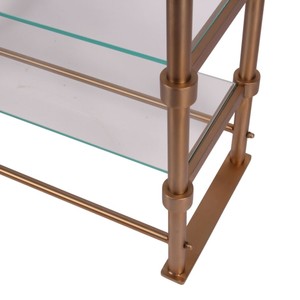 Casa Padrino Luxus Metall Regalschrank mit Glasregalen Gold H. 130 cm -  Metall Möbel
