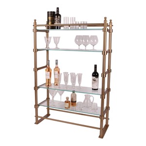Casa Padrino Luxus Metall Regalschrank mit Glasregalen Gold H. 130 cm -  Metall Möbel