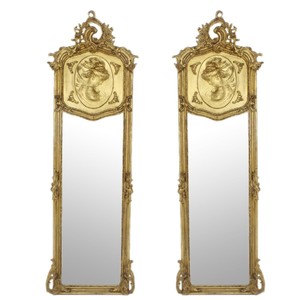Casa Padrino baroque standing mirror Antique Gold 55 x H. 175 cm - set of 2 - Handmade antique style full length mirror - Cloakroom mirror - Bedroom mirror - Baroque furniture Casa Padrino baroque standing mirror Antique Gold 55 x H. 175 cm - set of 2 - Handmade antique style full length mirror - Cloakroom mirror - Bedroom mirror - Baroque furniture
