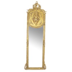 Casa Padrino miroir sur pied baroque Or 50 x H. 170 cm - avec relief de dame - Miroir en pied de style ancien fait main - Miroir de vestiaire - Miroir de chambre - Meuble baroque