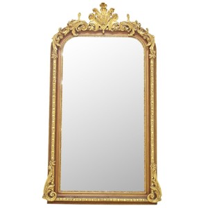 Casa Padrino espejo barroco Oro / Marrón 125 x H. 225 cm - con talla de acanto - Magnífico espejo de pared estilo barroco - Espejo de guardarropa estilo antiguo - Espejo de salón - Muebles barrocos Casa Padrino espejo barroco Oro / Marrón 125 x H. 225 cm - con talla de acanto - Magnífico espejo de pared estilo barroco - Espejo de guardarropa estilo antiguo - Espejo de salón - Muebles barrocos
