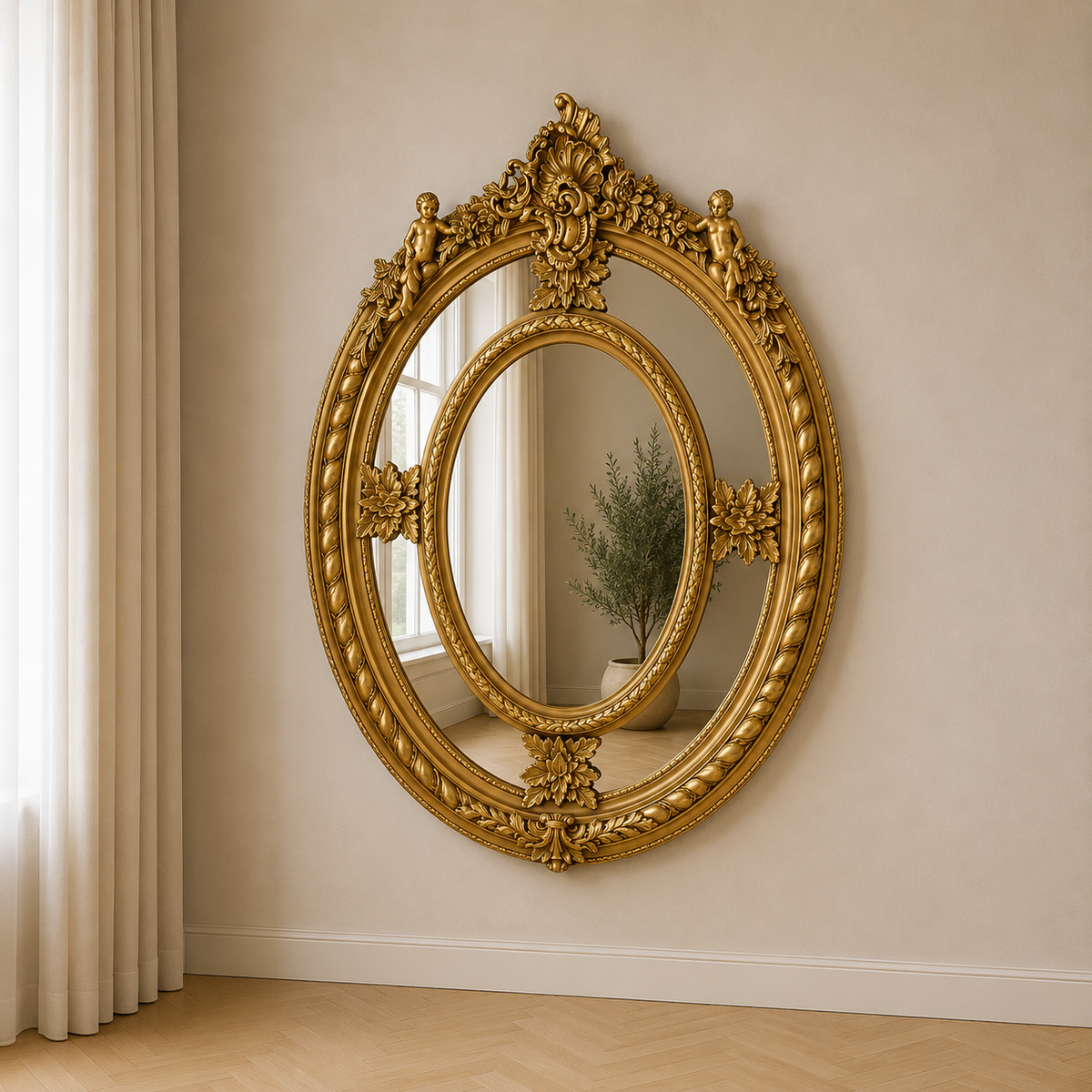 Casa Padrino Barock Spiegel Gold 100 x H. 130 cm - Prunkvoller Wandspiegel im Barockstil - Antik Stil Garderoben Spiegel - Wohnzimmer Spiegel - Barock Möbel Casa Padrino Barock Spiegel Gold 100 x H. 130 cm - Prunkvoller Wandspiegel im Barockstil - Antik Stil Garderoben Spiegel - Wohnzimmer Spiegel - Barock Möbel