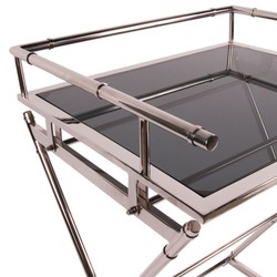 Casa Padrino Mesa Auxiliar de Lujo con Bandeja Extraíble Plata 60 x 50 x H. 85 cm - Mesa Butler - Muebles de Lujo Casa Padrino Mesa Auxiliar de Lujo con Bandeja Extraíble Plata 60 x 50 x H. 85 cm - Mesa Butler - Muebles de Lujo