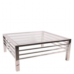 Casa Padrino Luxury Coffee Table Silver 100 x 100 x H. 40 cm - Square Living Room Table with Glass Top Casa Padrino Luxury Coffee Table Silver 100 x 100 x H. 40 cm - Square Living Room Table with Glass Top