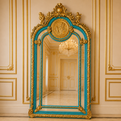 Casa Padrino espejo de pie barroco Turquesa / Oro 115 x H. 220 cm - con medallón y ángeles - Espejo de cuerpo entero estilo antiguo hecho a mano - Espejo de guardarropa - Espejo de dormitorio - Muebles barrocos Casa Padrino espejo de pie barroco Turquesa / Oro 115 x H. 220 cm - con medallón y ángeles - Espejo de cuerpo entero estilo antiguo hecho a mano - Espejo de guardarropa - Espejo de dormitorio - Muebles barrocos