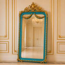 Casa Padrino espejo de pie barroco Turquesa / Oro 115 x H. 220 cm - con remate floral - Espejo de cuerpo entero estilo antiguo hecho a mano - Espejo de guardarropa - Espejo de dormitorio - Muebles barrocos Casa Padrino espejo de pie barroco Turquesa / Oro 115 x H. 220 cm - con remate floral - Espejo de cuerpo entero estilo antiguo hecho a mano - Espejo de guardarropa - Espejo de dormitorio - Muebles barrocos