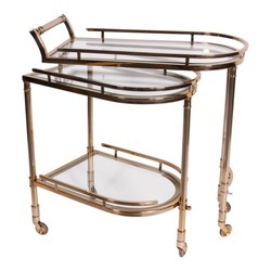 Casa Padrino Chariot de Bar de Luxe Or 75 x 41 x H. 83 cm - Chariot de Service avec Tablette en Verre Pivotante et Roulettes