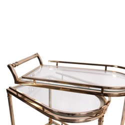 Casa Padrino Chariot de Bar de Luxe Or 75 x 41 x H. 83 cm - Chariot de Service avec Tablette en Verre Pivotante et Roulettes