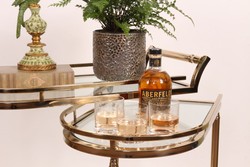 Casa Padrino Chariot de Bar de Luxe Or 75 x 41 x H. 83 cm - Chariot de Service avec Tablette en Verre Pivotante et Roulettes