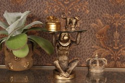 Casa Padrino Mesa Auxiliar Barroca Mono con Tablero de Cristal Al. 26,5 cm - Muebles Decorativos Barrocos