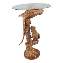 Casa Padrino Tavolino Barocco Pappagallo con Piano in Vetro A. 62 cm - Mobili Decorativi Barocchi