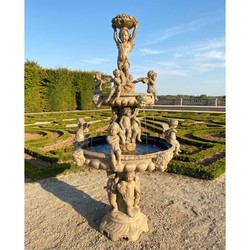 Casa Padrino Luxus Barock Bronze Springbrunnen Engel Beige Ø 145 x H. 250 cm - Prunkvoller Gartenbrunnen - Garten Deko Brunnen