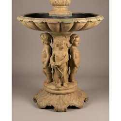 Casa Padrino Luxus Barock Bronze Springbrunnen Engel Beige Ø 145 x H. 250 cm - Prunkvoller Gartenbrunnen - Garten Deko Brunnen