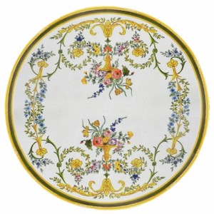 Casa Padrino Luxus Jugendstil Esstisch Weiß / Gelb / Bunt / Schwarz Ø 140 cm - Runder Gartentisch - Gastronomie & Garten Möbel - Made in Italy