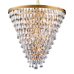 Casa Padrino Lampadario di Lusso Oro Ø 61 x H. 65 cm - Lampadario in Cristallo con Gocce Casa Padrino Lampadario di Lusso Oro Ø 61 x H. 65 cm - Lampadario in Cristallo con Gocce