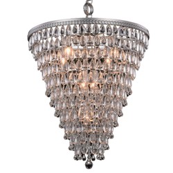 Casa Padrino Lámpara de Araña de Lujo Plata Ø 61 x H. 65 cm - Araña de Cristal con Lágrimas