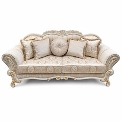 Prunkvolles Luxus Barock Sofa Grau Weiß Beige