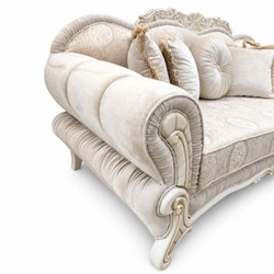 Prunkvolles Luxus Barock Sofa Grau Weiß Beige