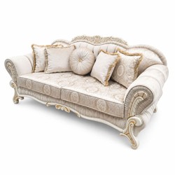 Prunkvolles Luxus Barock Sofa Grau Weiß Beige
