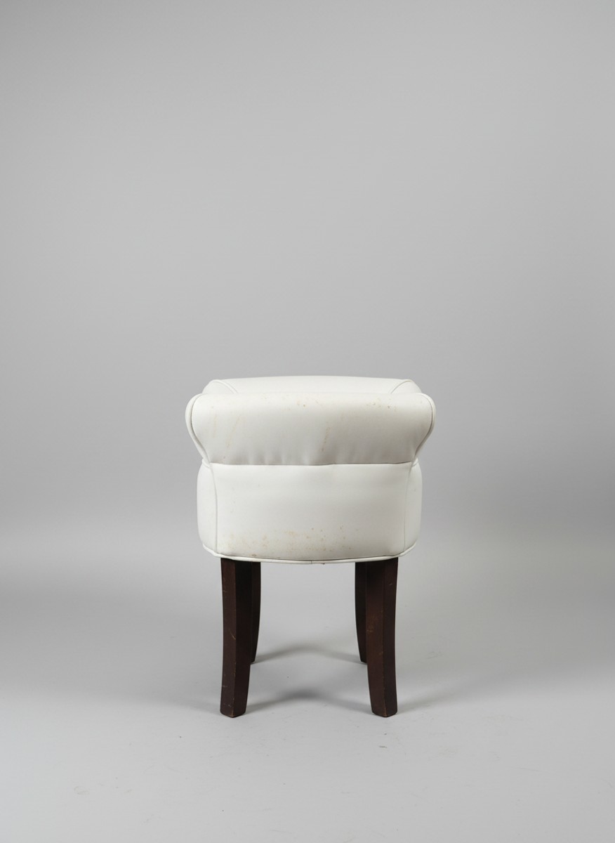 Casa Padrino Stool with Backrest White / Dark Brown 50 x H. 62 cm - Upholstered Stool Casa Padrino Stool with Backrest White / Dark Brown 50 x H. 62 cm - Upholstered Stool