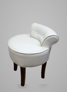Casa Padrino Stool with Backrest White / Dark Brown 50 x H. 62 cm - Upholstered Stool Casa Padrino Stool with Backrest White / Dark Brown 50 x H. 62 cm - Upholstered Stool