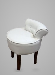 Casa Padrino tabouret rembourré avec dossier Blanc / Marron foncé 50 x H. 62 cm Casa Padrino tabouret rembourré avec dossier Blanc / Marron foncé 50 x H. 62 cm