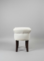 Casa Padrino Stool with Backrest White / Dark Brown 50 x H. 62 cm - Upholstered Stool Casa Padrino Stool with Backrest White / Dark Brown 50 x H. 62 cm - Upholstered Stool