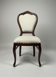 Casa Padrino Barock Esszimmerstuhl Creme / Braun H. 102 cm - Handgefertigter Stuhl mit Ziernägeln - Ausstellungsstück