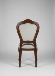 Casa Padrino Baroque Dining Chair Cream / Brown H. 102 cm - Handcrafted Chair with Studs - Showroom Piece Casa Padrino Baroque Dining Chair Cream / Brown H. 102 cm - Handcrafted Chair with Studs - Showroom Piece