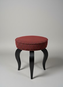 Casa Padrino Barock Hocker Rund Rot / Schwarz Ø 50 x H. 50 cm - Gestreifter Sitzhocker