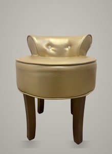 Casa Padrino Stool with Backrest Gold 50 x H. 62 cm - Upholstered Stool with Crystal Buttons Casa Padrino Stool with Backrest Gold 50 x H. 62 cm - Upholstered Stool with Crystal Buttons
