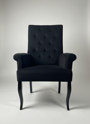 Casa Padrino Armchair Black - Upholstered Chair with Buttoned Backrest Casa Padrino Armchair Black - Upholstered Chair with Buttoned Backrest