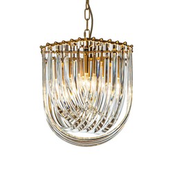 Casa Padrino Lámpara de Araña de Lujo Oro Ø 35 x H. 37 cm - Araña de Cristal con Barras Curvadas