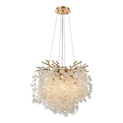 Luxus Kronleuchter Gold Zweige mit haengenden Glasblaettchen 40 cm Luxus Kronleuchter Gold Zweige mit haengenden Glasblaettchen 40 cm