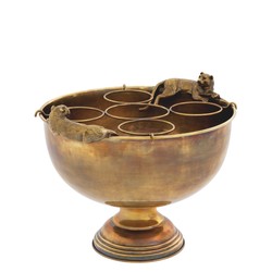 Casa Padrino cubitera para champán Jordan en latón vintage, 43,5 x 39 x H. 34,5 cm, para 5 botellas Casa Padrino cubitera para champán Jordan en latón vintage, 43,5 x 39 x H. 34,5 cm, para 5 botellas