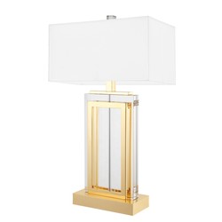 Eichholtz Table Lamp Arlington Crystal Gold H. 67.5 cm - Crystal Glass Table Lamp with White Shade Eichholtz Table Lamp Arlington Crystal Gold H. 67.5 cm - Crystal Glass Table Lamp with White Shade