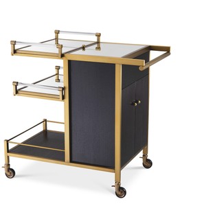 Eichholtz Trolley Eiffel Brushed Brass 94.5 x 54 x H. 83.5 cm - Bar Cart with Two Removable Trays