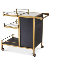 Eichholtz Trolley Eiffel Brushed Brass 94.5 x 54 x H. 83.5 cm - Bar Cart with Two Removable Trays Eichholtz Trolley Eiffel Brushed Brass 94.5 x 54 x H. 83.5 cm - Bar Cart with Two Removable Trays