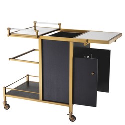 Eichholtz Trolley Eiffel Brushed Brass 94.5 x 54 x H. 83.5 cm - Bar Cart with Two Removable Trays Eichholtz Trolley Eiffel Brushed Brass 94.5 x 54 x H. 83.5 cm - Bar Cart with Two Removable Trays