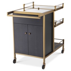 Eichholtz Trolley Eiffel Brushed Brass 94.5 x 54 x H. 83.5 cm - Bar Cart with Two Removable Trays Eichholtz Trolley Eiffel Brushed Brass 94.5 x 54 x H. 83.5 cm - Bar Cart with Two Removable Trays