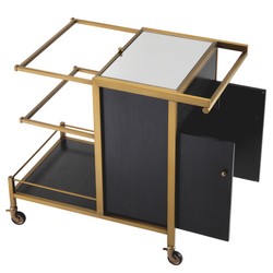 Eichholtz Trolley Eiffel Brushed Brass 94.5 x 54 x H. 83.5 cm - Bar Cart with Two Removable Trays Eichholtz Trolley Eiffel Brushed Brass 94.5 x 54 x H. 83.5 cm - Bar Cart with Two Removable Trays