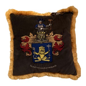 Casa Padrino Decorative Cushion Coat of Arms Schertel von Burtenbach Anthracite / Gold - Pillow with Filling