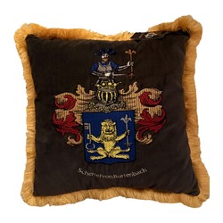 Casa Padrino Cojín decorativo escudo Schertel von Burtenbach Antracita / Oro - Cojín con relleno Casa Padrino Cojín decorativo escudo Schertel von Burtenbach Antracita / Oro - Cojín con relleno